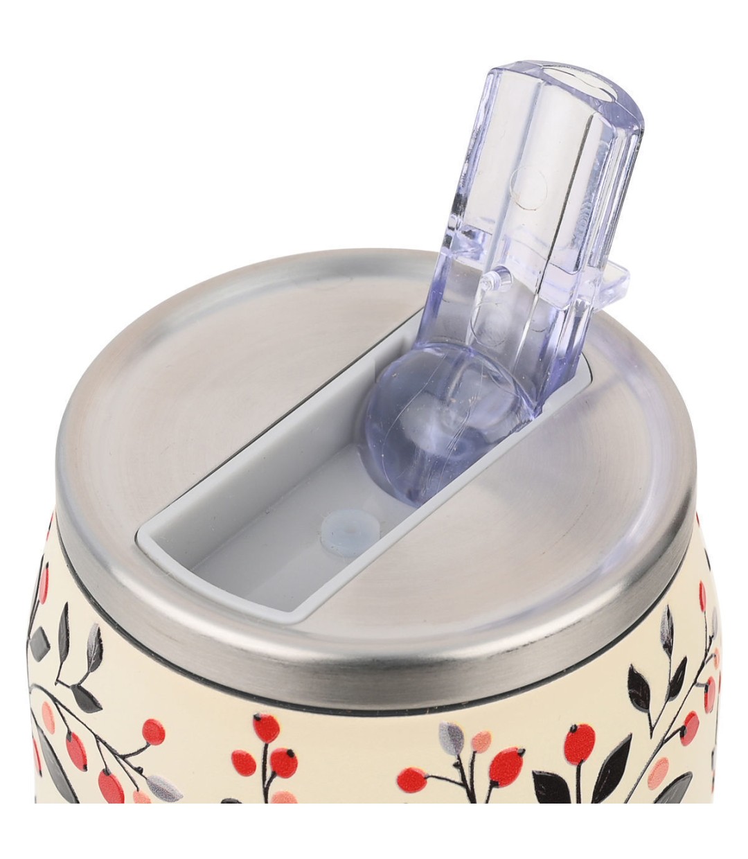 Estia Travel Cup Save the Aegean Ανακυκλώσιμο Ποτήρι Θερμός Ανοξείδωτο / Πλαστικό BPA Free 500ml Bloom Beige με Καλαμάκι