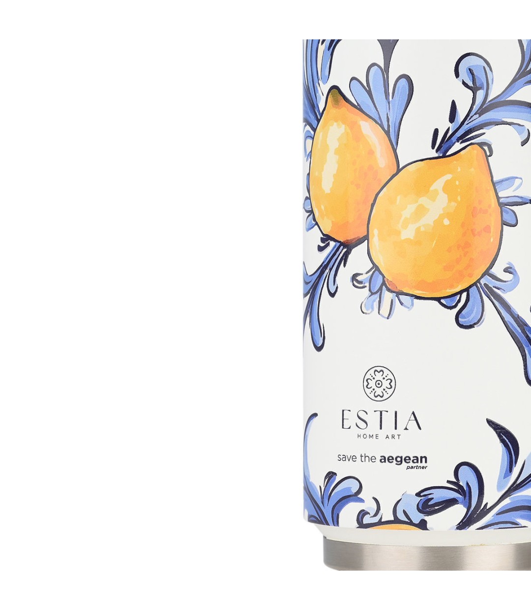 Estia Travel Cup Save the Aegean Ανακυκλώσιμο Ποτήρι Θερμός Ανοξείδωτο / Πλαστικό BPA Free 500ml Amalfi Coast με Καλαμάκι