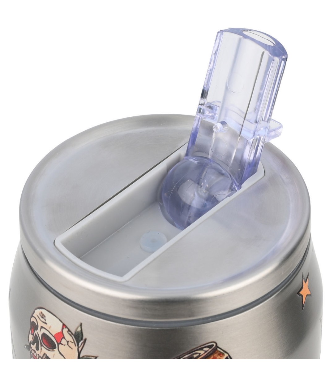 Estia Travel Cup Save the Aegean Ανακυκλώσιμο Ποτήρι Θερμός Ανοξείδωτο / Πλαστικό BPA Free 500ml old School με Καλαμάκι