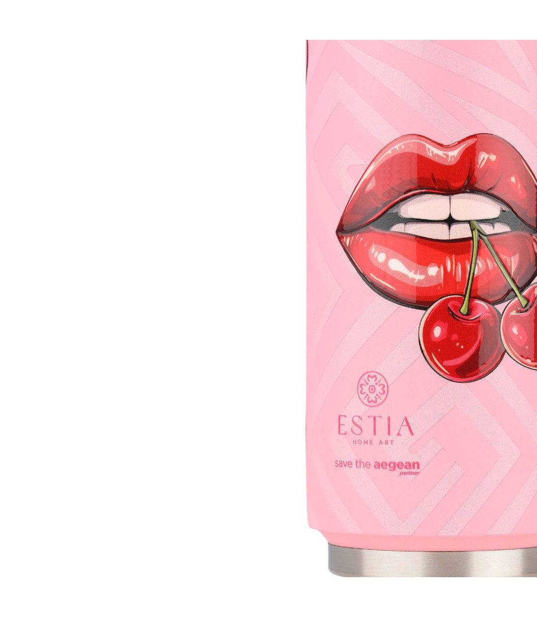 Estia Travel Cup Save The Aegean Ανακυκλώσιμο Ποτήρι Θερμός Ανοξείδωτο / Πλαστικό BPA Free 500ml Blush Pop με Καλαμάκι