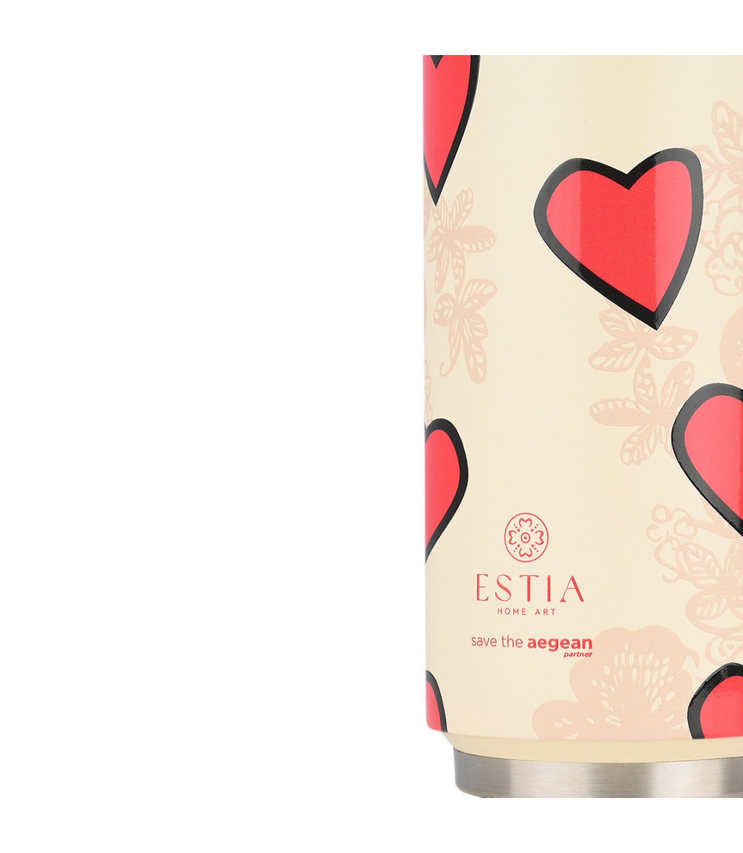 Estia Travel Cup Save the Aegean Ανακυκλώσιμο Ποτήρι Θερμός Ανοξείδωτο / Πλαστικό BPA Free 500ml Tender Lace με Καλαμάκι
