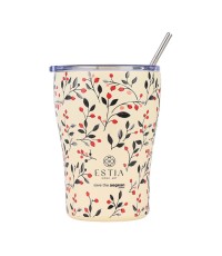 Estia Coffee Mug Save The Aegean Ανακυκλώσιμο Ποτήρι Θερμός Ανοξείδωτο BPA Free 350ml Bloom Beige με Καλαμάκι