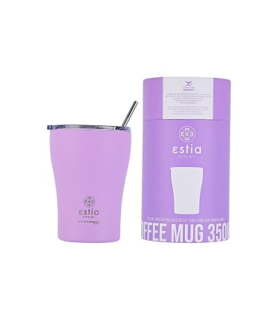 Estia Coffee Mug Save The Aegean Ανακυκλώσιμο Ποτήρι Θερμός Ανοξείδωτο BPA Free 350ml Lavender Purple με Καλαμάκι
