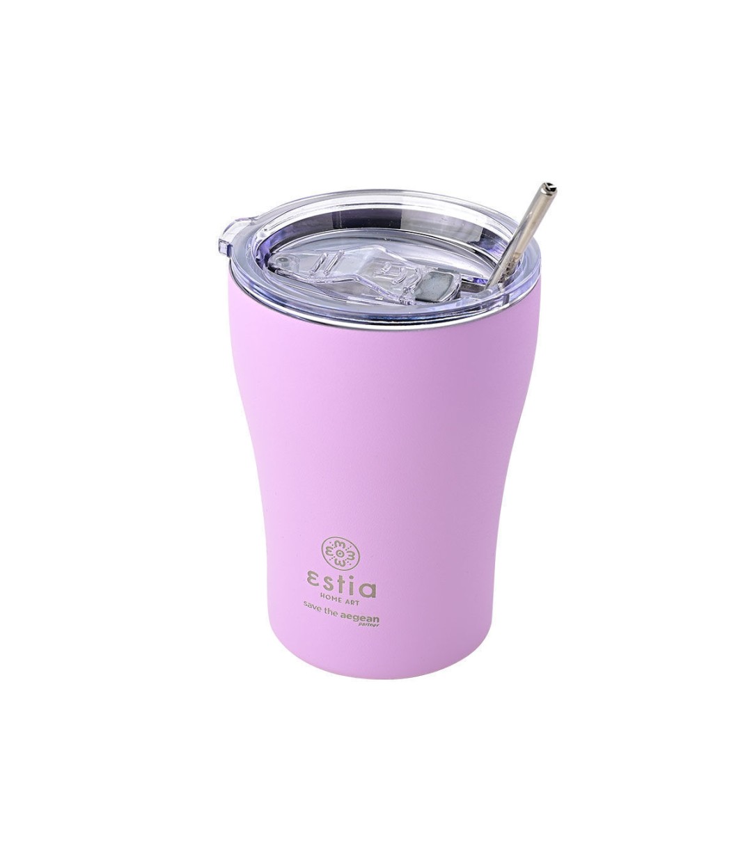 Estia Coffee Mug Save The Aegean Ανακυκλώσιμο Ποτήρι Θερμός Ανοξείδωτο BPA Free 350ml Lavender Purple με Καλαμάκι