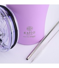 Estia Coffee Mug Save The Aegean Ανακυκλώσιμο Ποτήρι Θερμός Ανοξείδωτο BPA Free 350ml Lavender Purple με Καλαμάκι