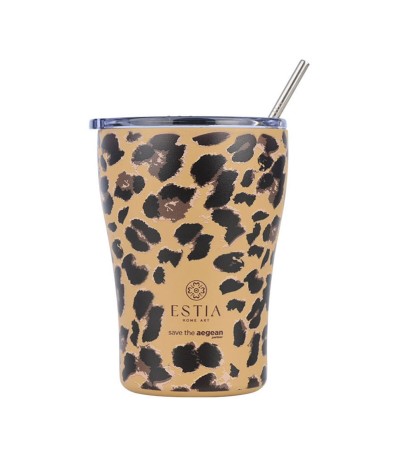 Estia Coffee Mug Save The Aegean Ποτήρι Θερμός Ανοξείδωτο BPA Free 350ml Spotted Prowl με Καλαμάκι