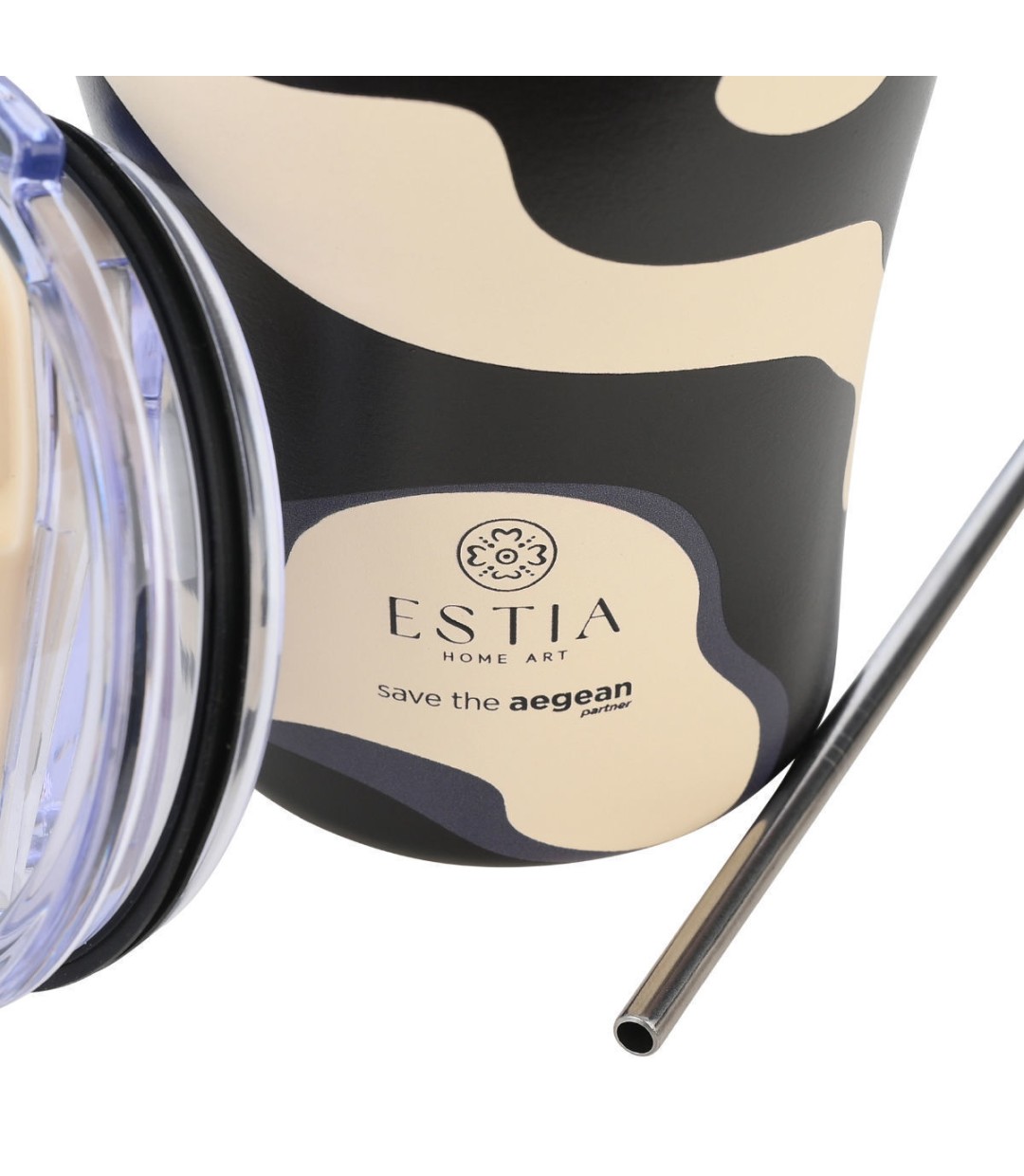Estia Coffee Mug Save The Aegean Ανακυκλώσιμο Ποτήρι Θερμός Ανοξείδωτο BPA Free 350ml Bold Drift με Καλαμάκι