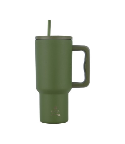 Estia Straw Tumbler XL Θερμός Ανοξείδωτο BPA Free 900ml Forest Spirit με Καλαμάκι και Λαβή 01-32104