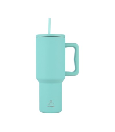 Estia Straw Tumbler XL Θερμός Ανοξείδωτο BPA Free 1.2lt Bermuda Green με Καλαμάκι και Λαβή 01-32203