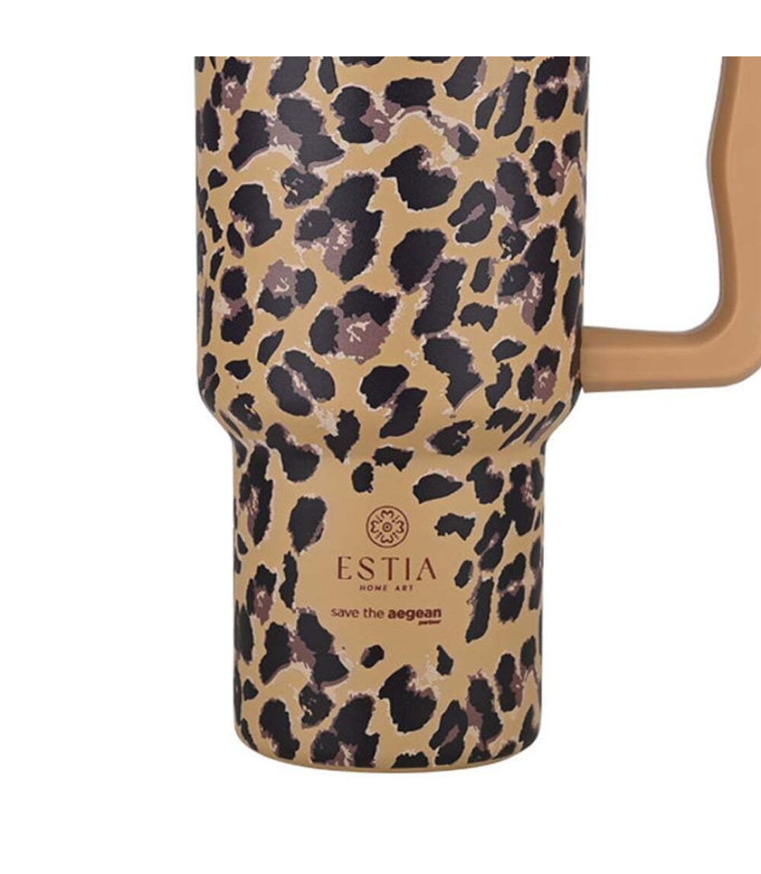 Estia Straw Tumbler XL Save the Aegean Θερμός Ανοξείδωτο BPA Free 900ml SPOTTED PROWL με Καλαμάκι και Λαβή