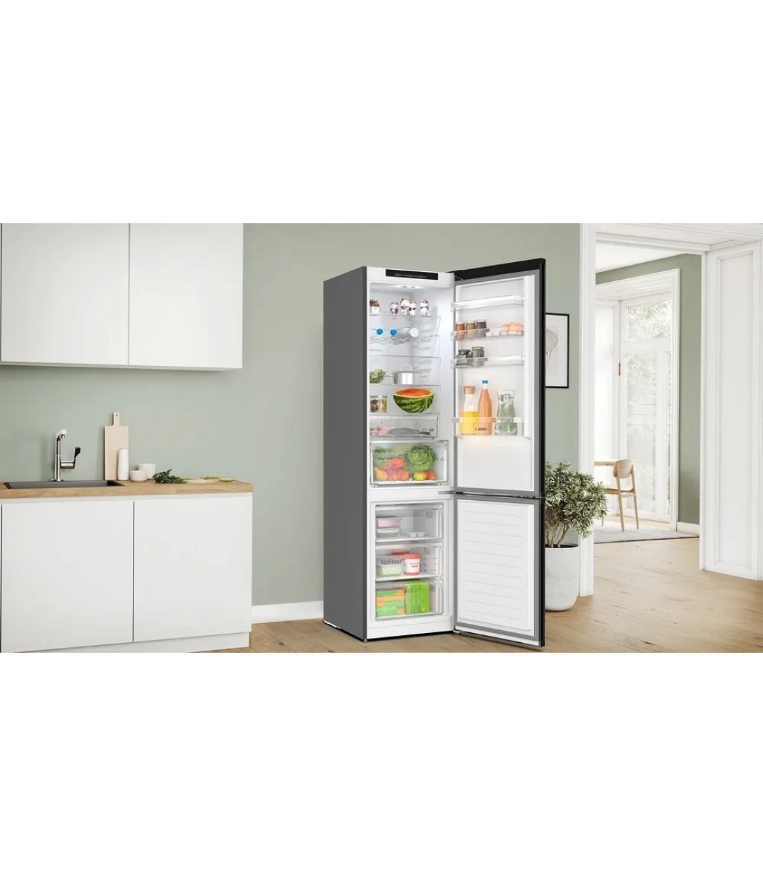 Bosch Ψυγειοκαταψύκτης 363lt Total NoFrost Υ203xΠ60xΒ66εκ. Μαύρος KGN392XCF