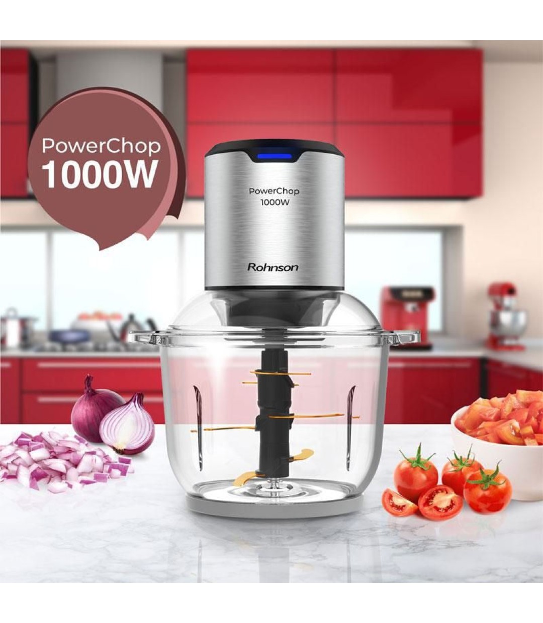 Rohnson R-5111 Πολυκόπτης Multi 1000W με Δοχείο 2lt Γκρι