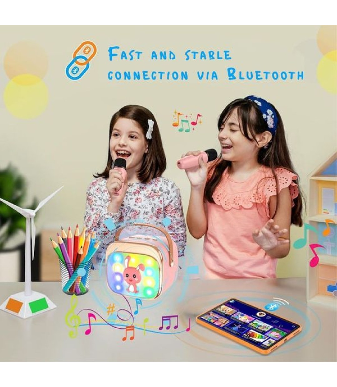 LAMTECH BT5.4 RGB KID KARAOKE SPEAKER PINK WITH MIC HOPPEE LAM980220