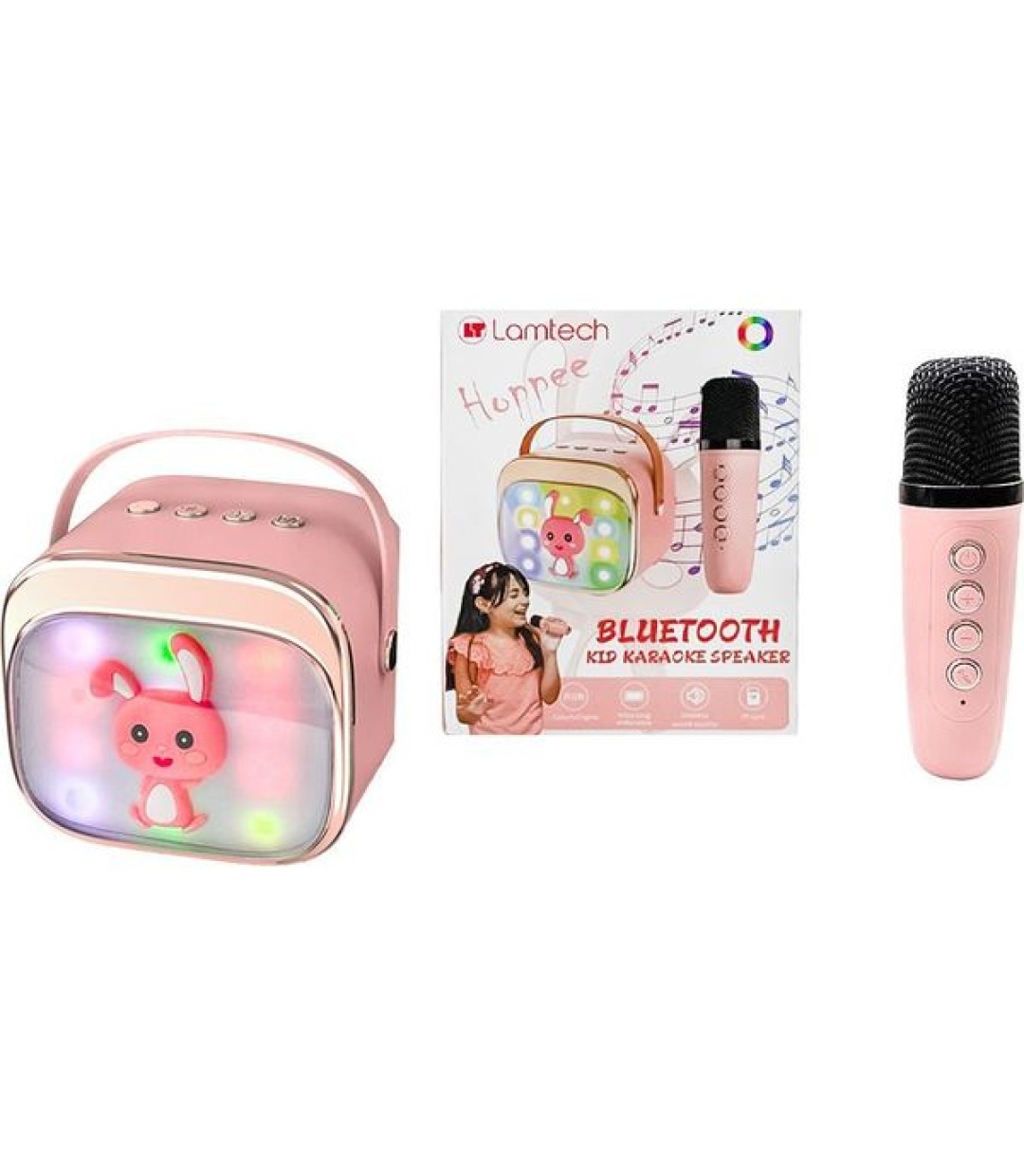 LAMTECH BT5.4 RGB KID KARAOKE SPEAKER PINK WITH MIC HOPPEE LAM980220