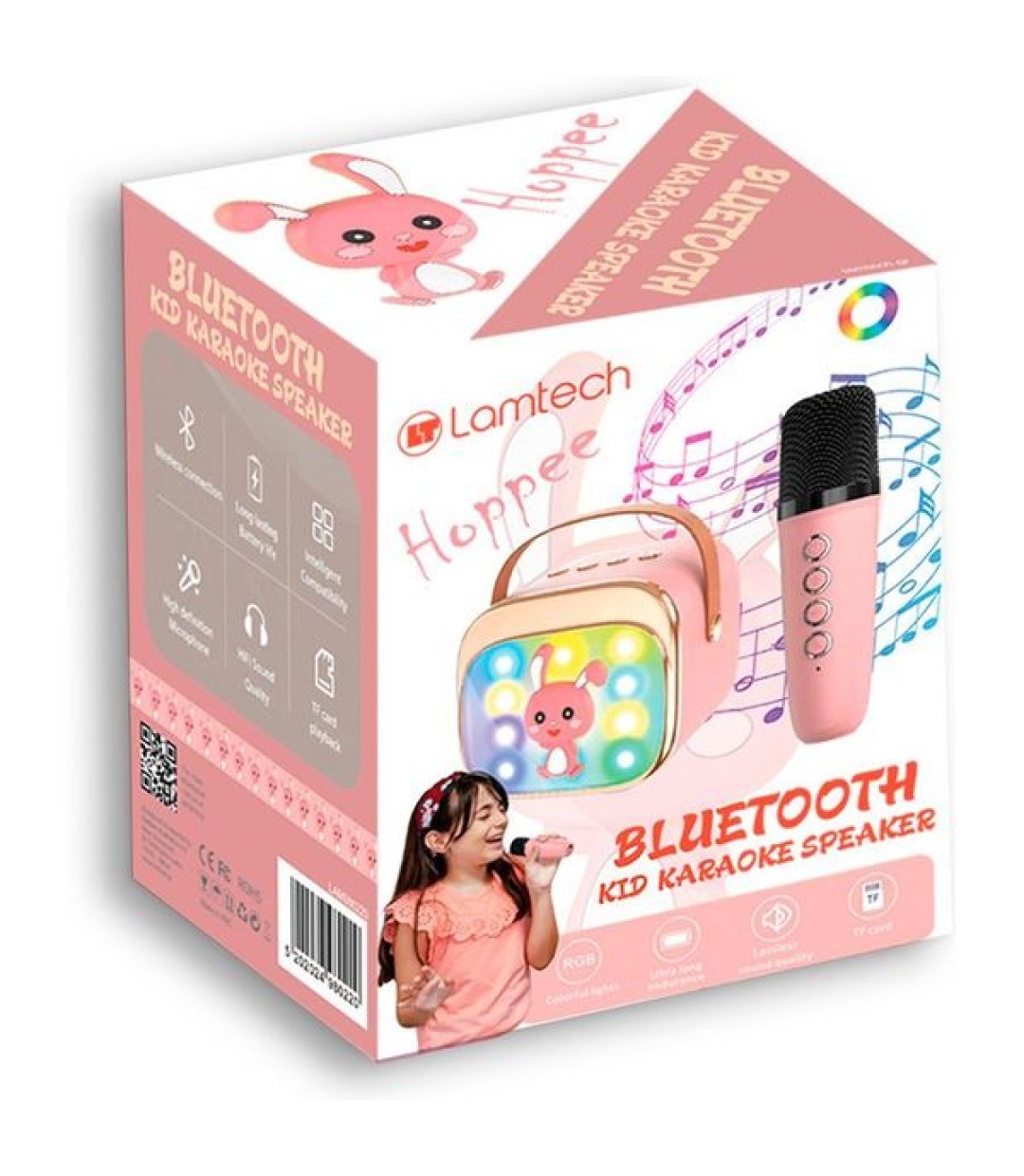 LAMTECH BT5.4 RGB KID KARAOKE SPEAKER PINK WITH MIC HOPPEE LAM980220