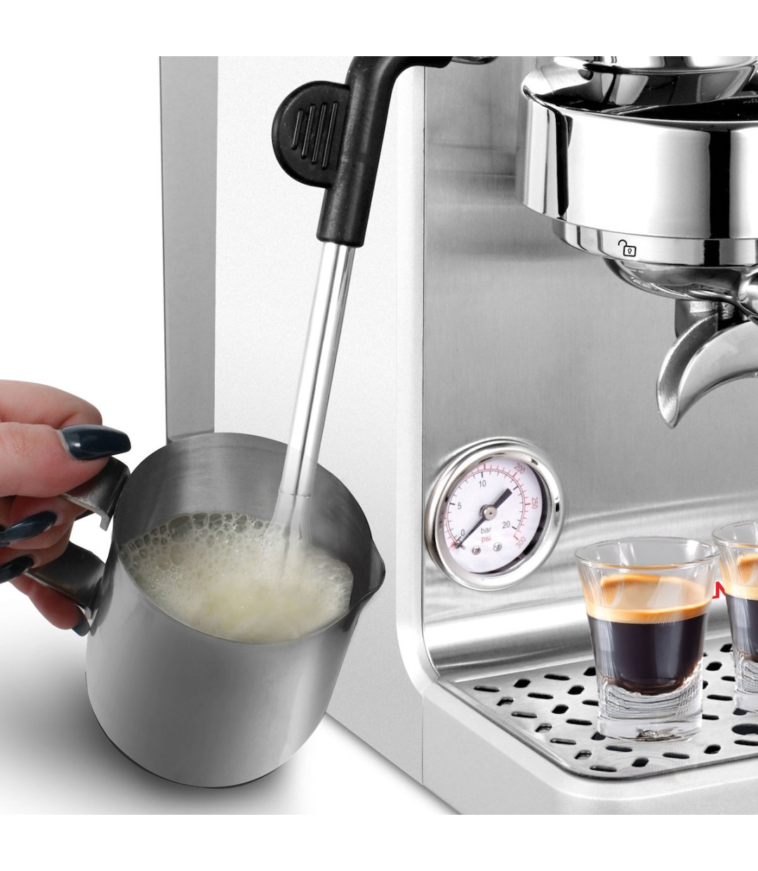 Rohnson R-98300  Suprema Μηχανή Espresso 2700W Πίεσης 20bar Ασημί