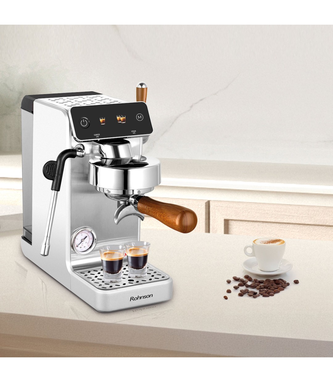 Rohnson R-98300  Suprema Μηχανή Espresso 2700W Πίεσης 20bar Ασημί