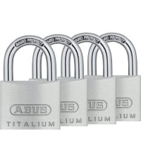 Abus Titalium 64 ΤΙ/40QUADB Αλουμινένιο Λουκέτο Πέταλο με Κλειδί 40mm Ασημί 4τμχ
