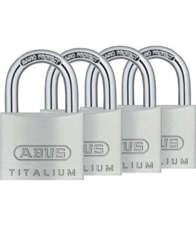 Abus Titalium 64 ΤΙ/40QUADB Αλουμινένιο Λουκέτο Πέταλο με Κλειδί 40mm Ασημί 4τμχ