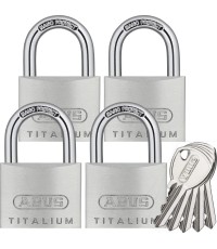 Abus Titalium 64 ΤΙ/40QUADB Αλουμινένιο Λουκέτο Πέταλο με Κλειδί 40mm Ασημί 4τμχ