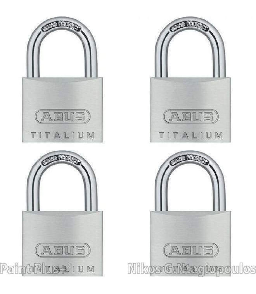 Abus Titalium 64 ΤΙ/40QUADB Αλουμινένιο Λουκέτο Πέταλο με Κλειδί 40mm Ασημί 4τμχ