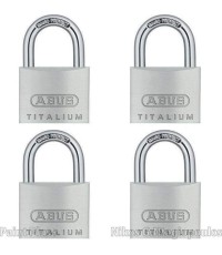 Abus Titalium 64 ΤΙ/40QUADB Αλουμινένιο Λουκέτο Πέταλο με Κλειδί 40mm Ασημί 4τμχ