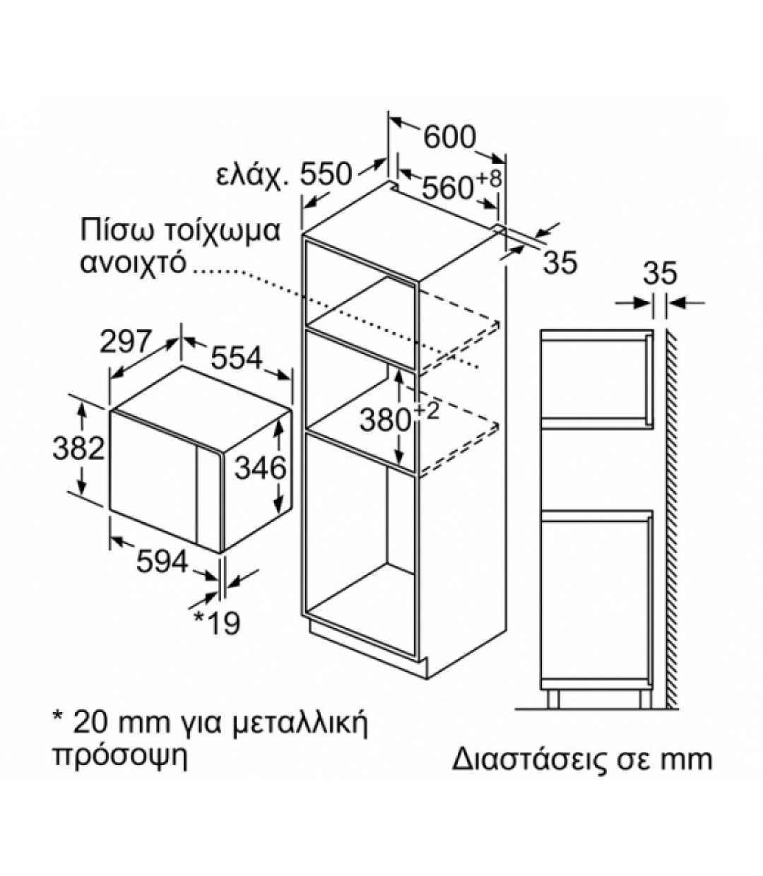 Bosch BFL520MS0 Εντοιχιζόμενος Φούρνος Μικροκυμάτων 20lt