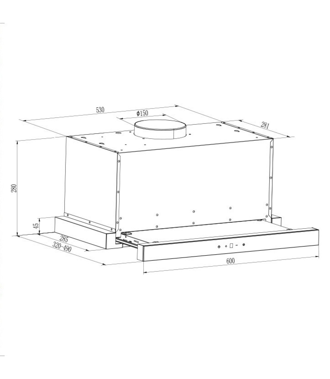 Gruppe Ammos Forte Συρόμενος Απορροφητήρας 60cm Μαύρος S-3003C-C05-M13-600