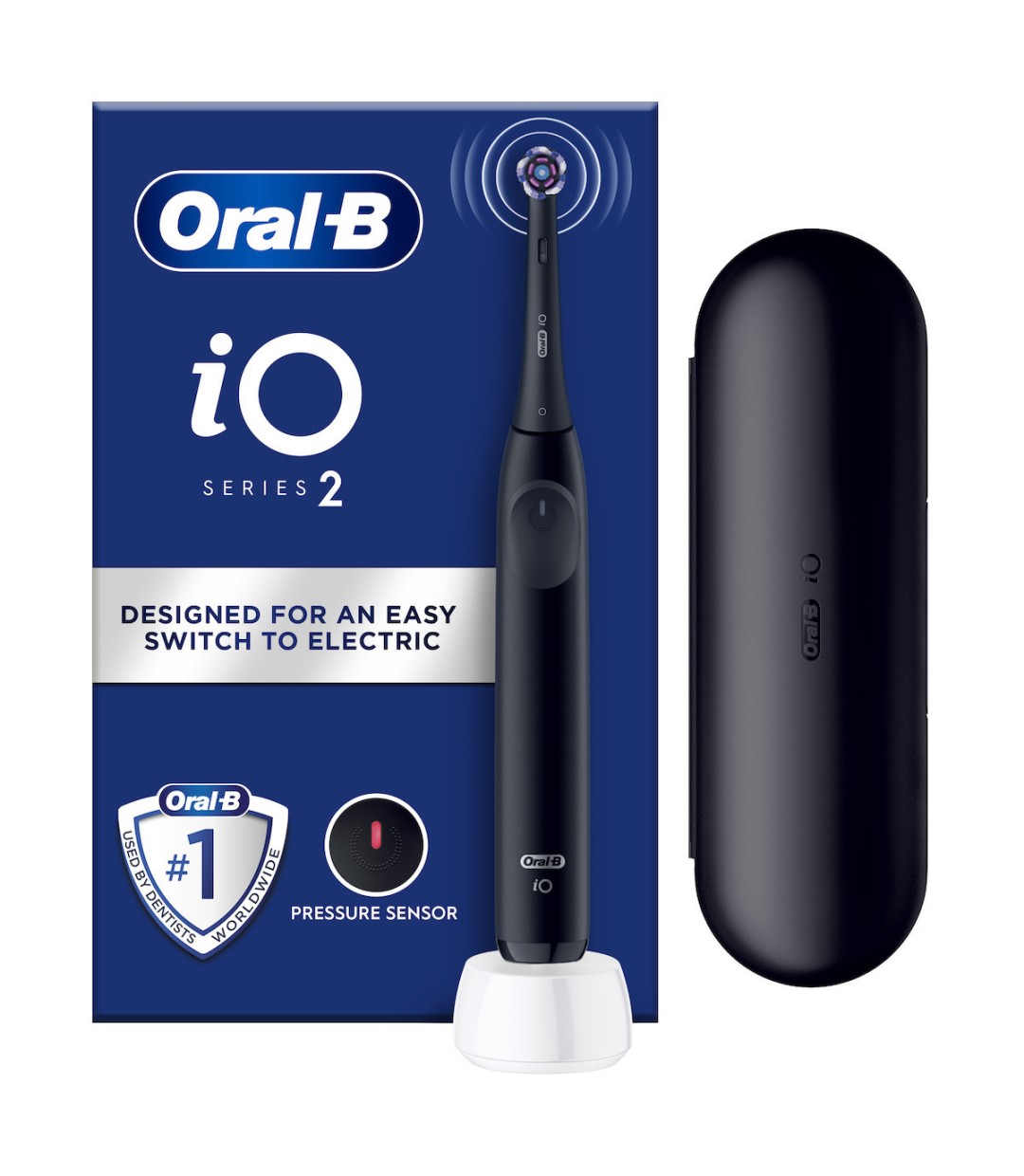 Oral-B iO Series 2 Ηλεκτρική Οδοντόβουρτσα με Αισθητήρα Πίεσης και Θήκη Ταξιδίου Μαύρη