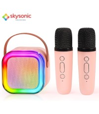  Ασύρματο Ηχείο Bluetooth με 2 μικρόφωνα Karaoke K12 Ροζ