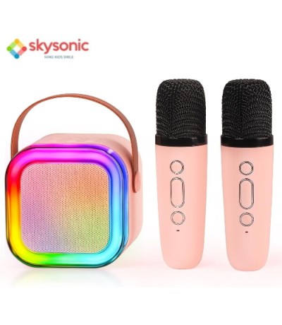  Ασύρματο Ηχείο Bluetooth με 2 μικρόφωνα Karaoke K12 Ροζ