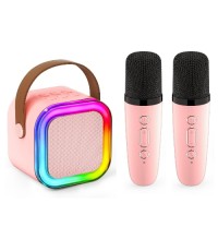  Ασύρματο Ηχείο Bluetooth με 2 μικρόφωνα Karaoke K12 Ροζ