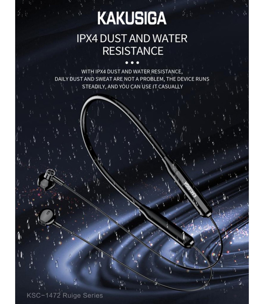 Kakusiga KSC-1472 In-ear Bluetooth Handsfree Ακουστικά με Αντοχή στον Ιδρώτα Μαύρα