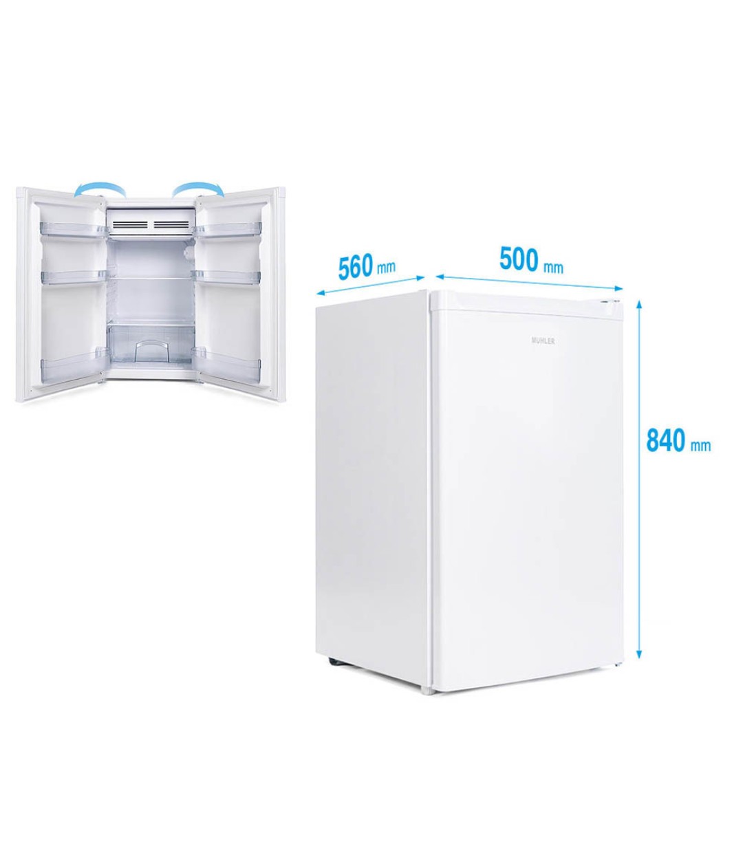 Muhler Mini Bar 121lt Υ84xΠ50xΒ56εκ. Λευκό S84WF0