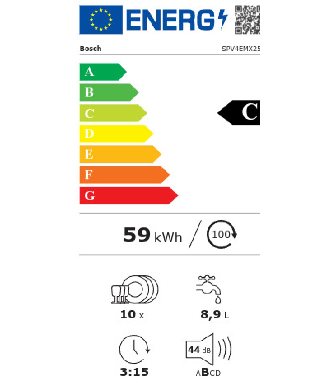 Bosch SPV4EMX25E  Πλήρως Εντοιχιζόμενο Πλυντήριο Πιάτων με Wi-Fi για 10 Σερβίτσια EfficientDry Π44.8xY81.5εκ.